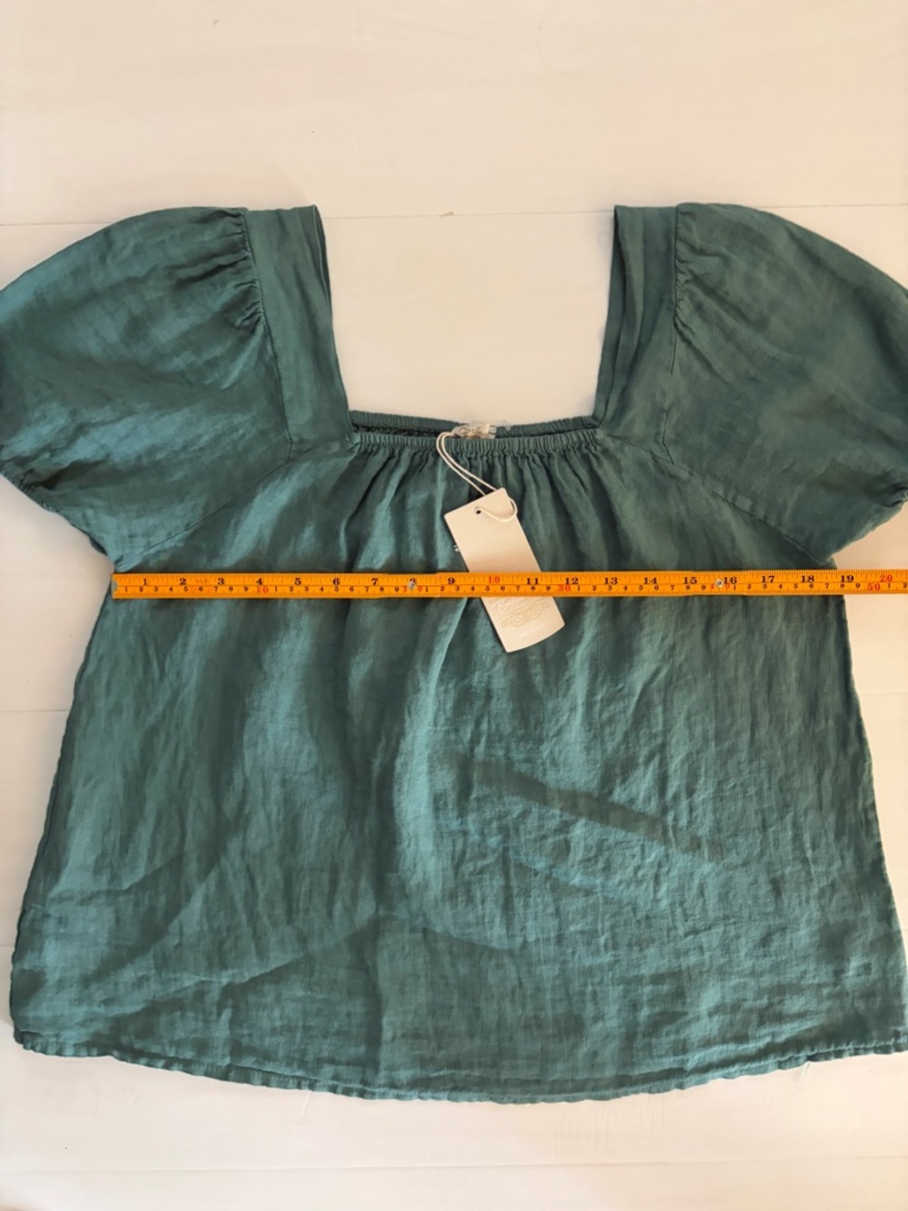 Linen Italian Made Blouse Top by Bellambra Green Breathable NWT Women’s Large - Picture 11 of 15